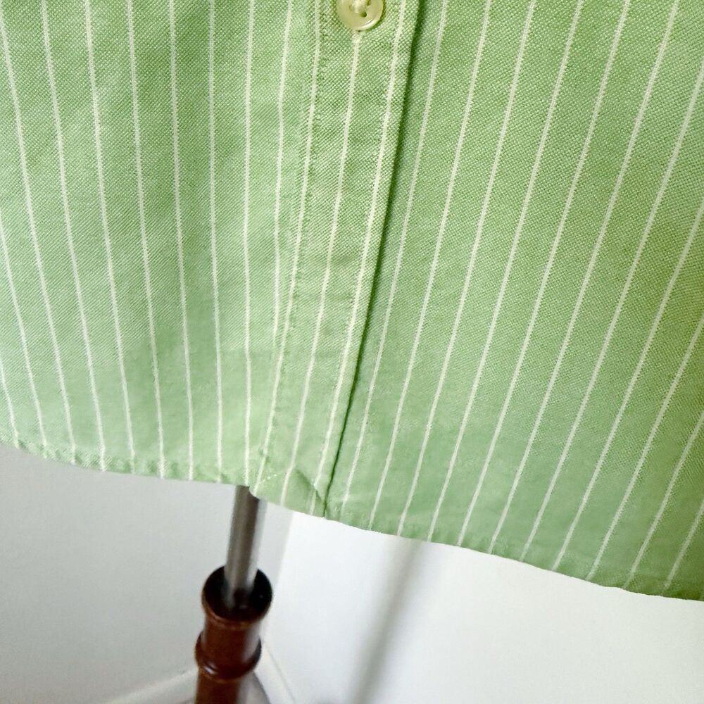 Womens Ralph Lauren Slim Fit Green Striped Flesh Pony Long Sleeve Shirt Size 12 - Picture 11 of 15